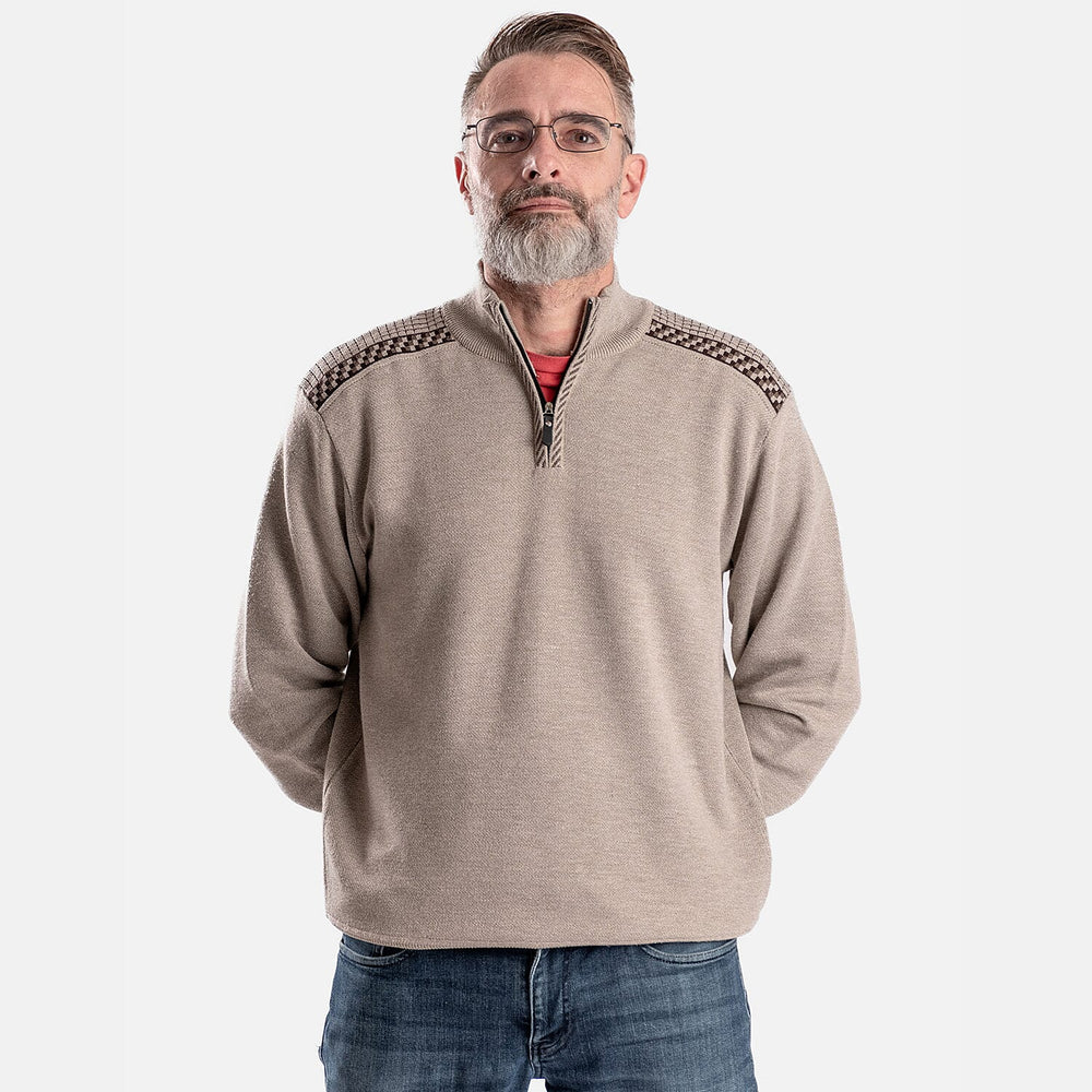 Cavallio Cotton Half Zip Jumper (Size L) - Beige