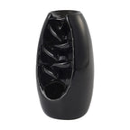 Ceramic Backflow Incense Holder with 120 Incense Cones, 30 sticks, Tweezer and Base - Black