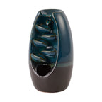 Ceramic Backflow Incense Holder with 120 Incense Cones, 30 Sticks, Tweezer and Base - Blue