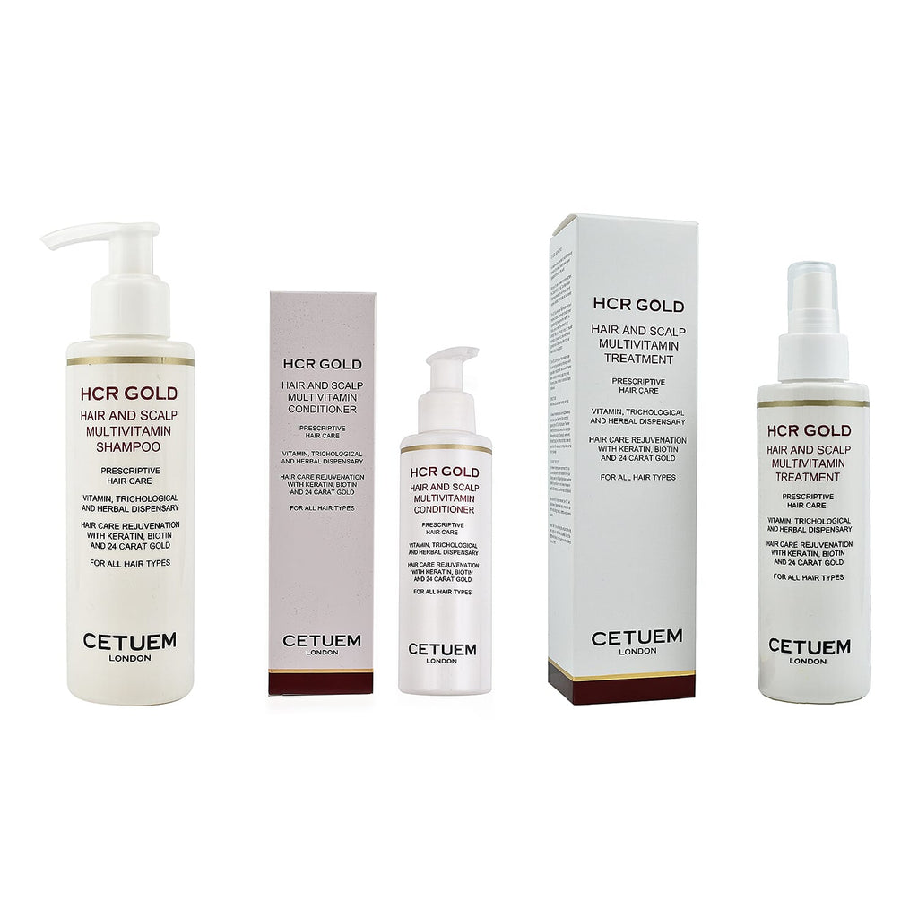 Cetuem- Trio Multivitamin Hair and Scalp Complete Treatment Bundle (Incl. Multivitamin Shampoo 150ml, Conditioner 150ml and Treatment Spray 150ml)