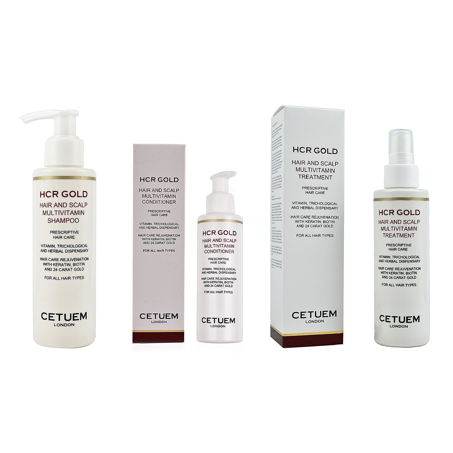 Cetuem- Trio Multivitamin Hair and Scalp Complete Treatment Bundle (Incl. Multivitamin Shampoo 150ml, Conditioner 150ml and Treatment Spray 150ml)