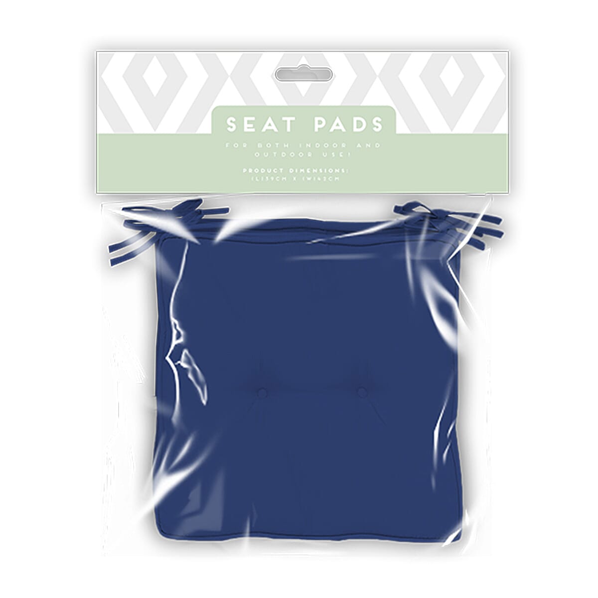 Pack of 2 - Summer Outdoor Seat Pads (Size 41x41x7 cm) - Navy