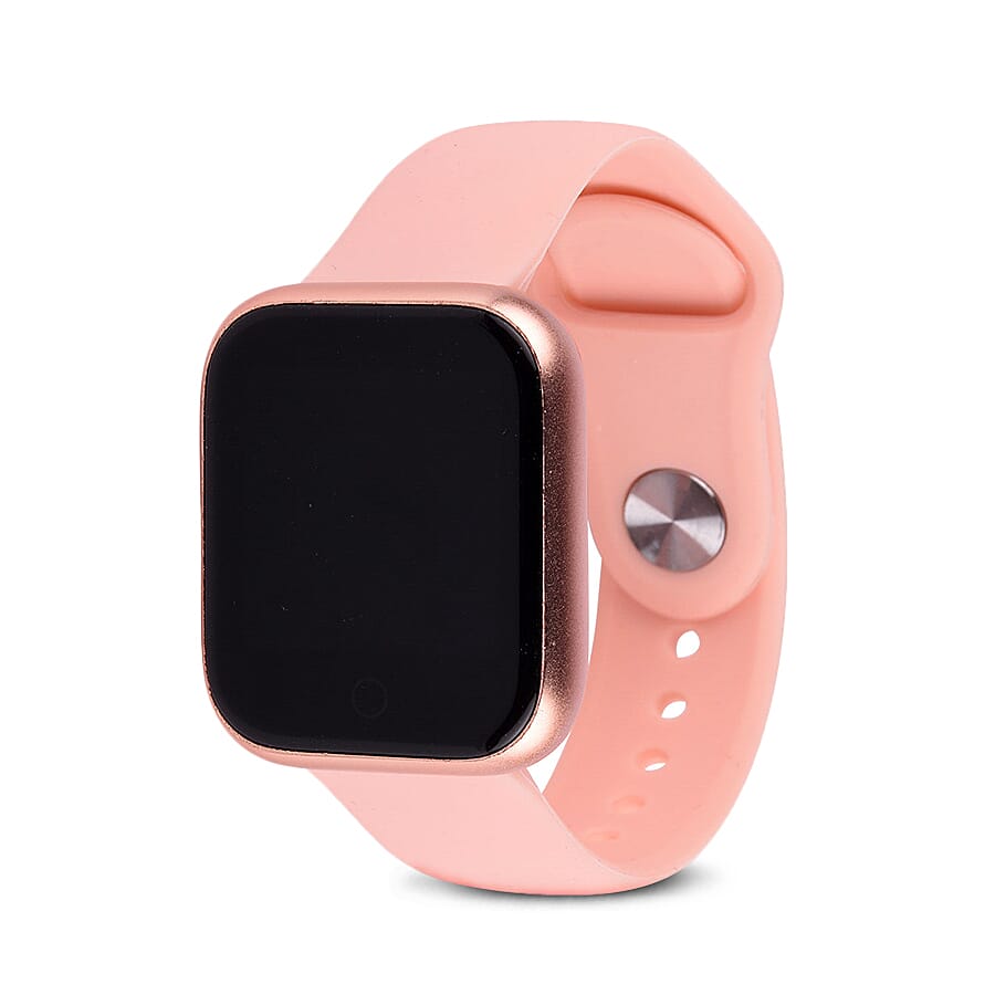 Challenger- LCD Smart Watch with Peach Colour Strap