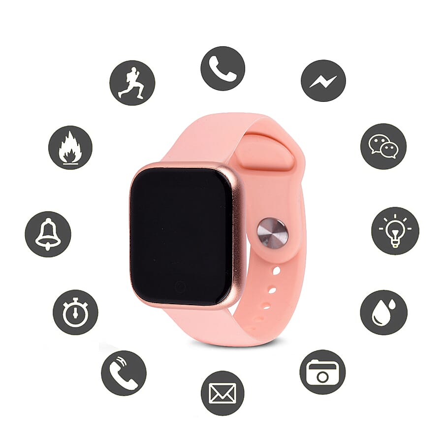 Challenger- LCD Smart Watch with Peach Colour Strap