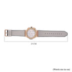 GENOA Time V2 Multifunction Movt. Embellished with Champagne CZ  WR Watch in Rose Gold Tone with Grey Silicon Strap