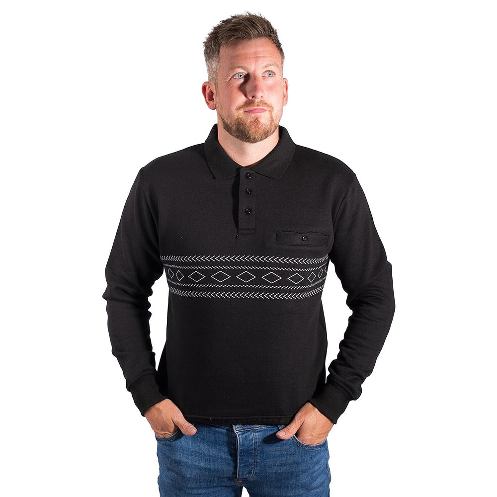 Charles Norton Cotton Blend Polo Sweatshirt  - Black