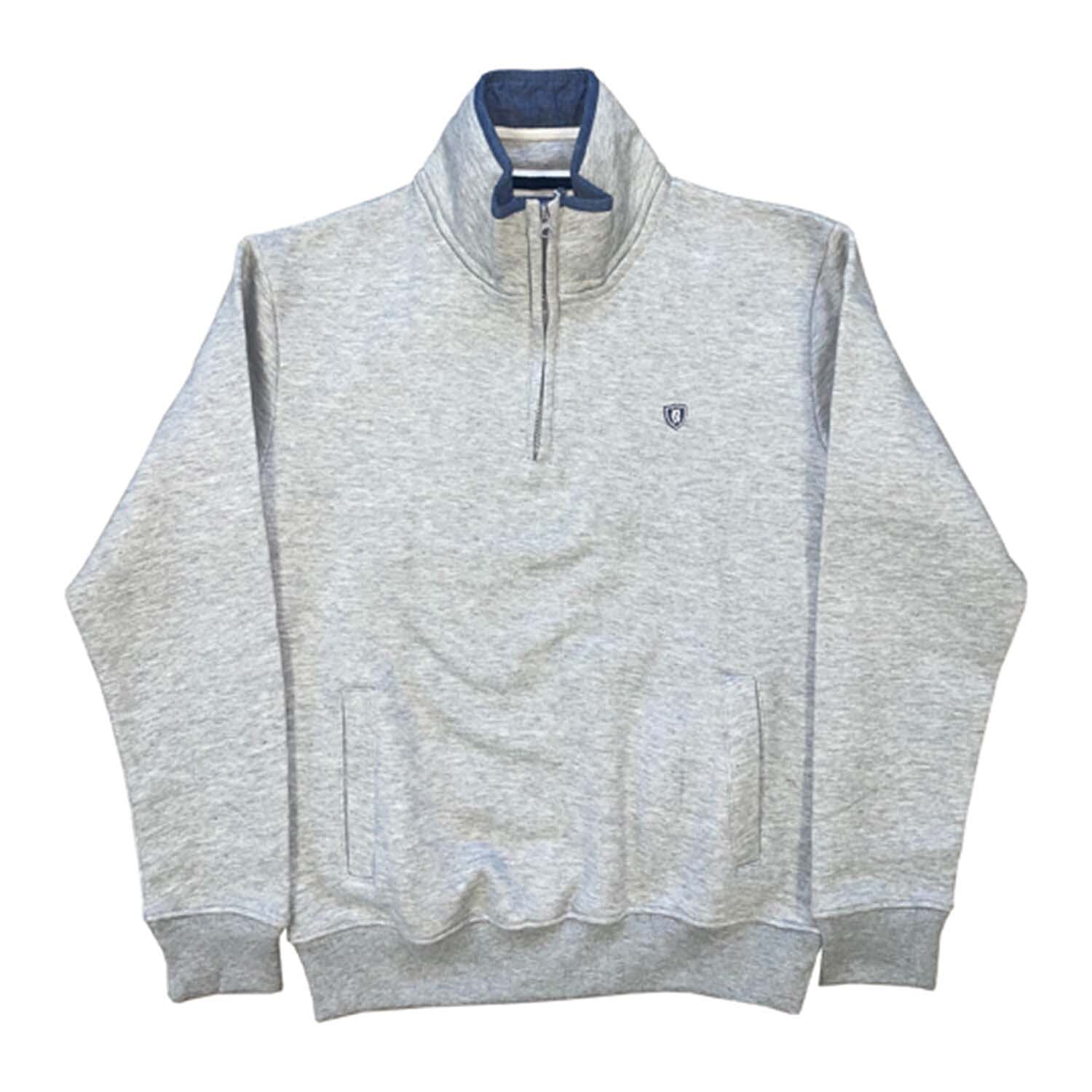 Charles Norton Cotton Quarter Zip Sweatshirt (Size L) - Grey