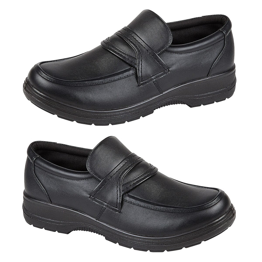 Charles Southwell DEREK Mens Wide Fitting Slip on Shoe (Size 6) - Black