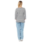 Charlotte West Ladies Striped Top (Size 16) - Off White Base & Navy Stripe