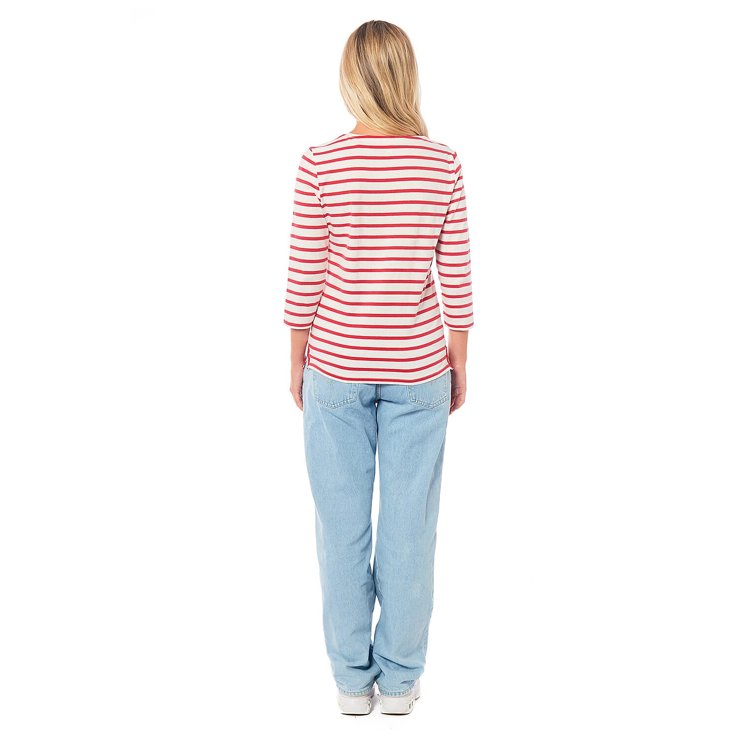 Charlotte West Ladies Striped Top (Size - 10) - Off White & Red