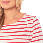 Charlotte West Ladies Striped Top (Size - 10) - Off White & Red
