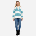 Charlotte West Cotton Ladies Thick Stripe Sweatshirt (Size 18) - Sage