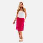 Charlotte West - Ladies Linen A-line Skirt with Rib Waistband (Size 12) - Pink