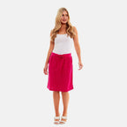 Charlotte West - Ladies Linen A-line Skirt with Rib Waistband (Size 12) - Pink