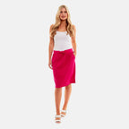 Charlotte West - Ladies Linen A-line Skirt with Rib Waistband (Size 12) - Pink