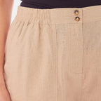 Charlotte West Ladies Linen Blend 3-4 Pant (Size 10) - Stone