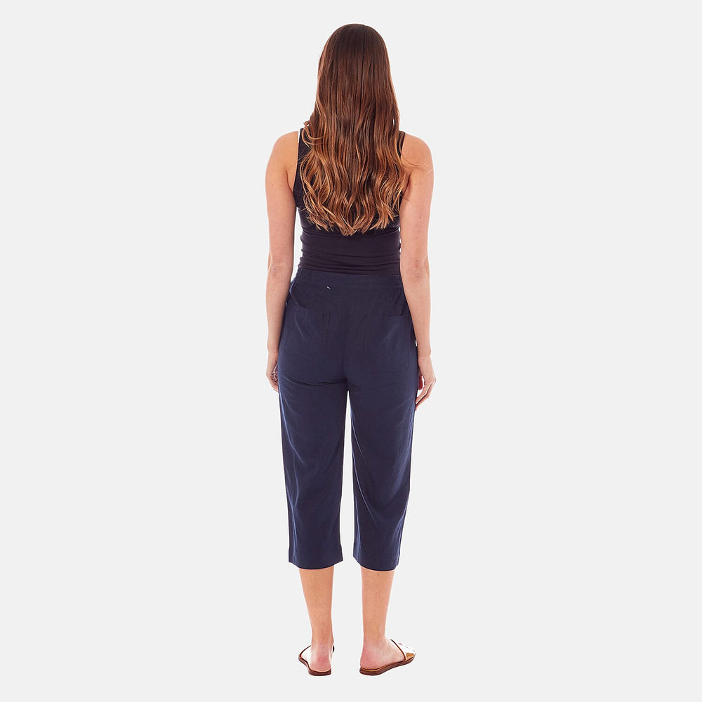 Charlotte West Ladies Linen Blend 3-4 Pant (Size 12) - Navy