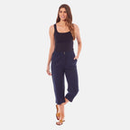 Charlotte West Ladies Linen Blend 3-4 Pant (Size 12) - Navy