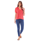 Charlotte West Ladies Linen Blend Top (Size 10) - Coral