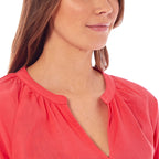 Charlotte West Ladies Linen Blend Top (Size 10) - Coral