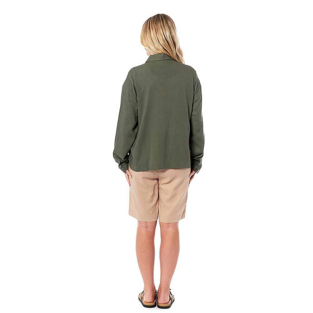 Charlotte West Ladies Linen Jacket (Size 12) - Khaki