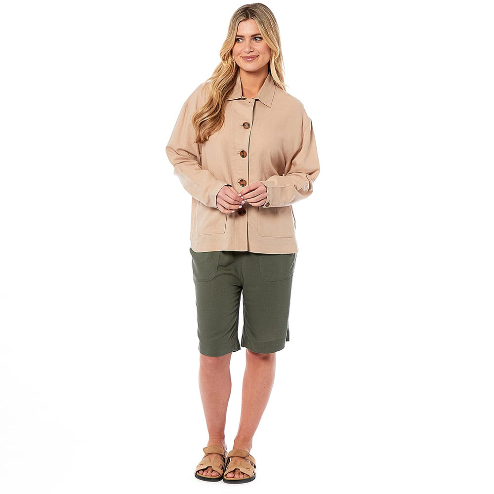 Charlotte West Ladies Linen Jacket (Size 14) - Stone