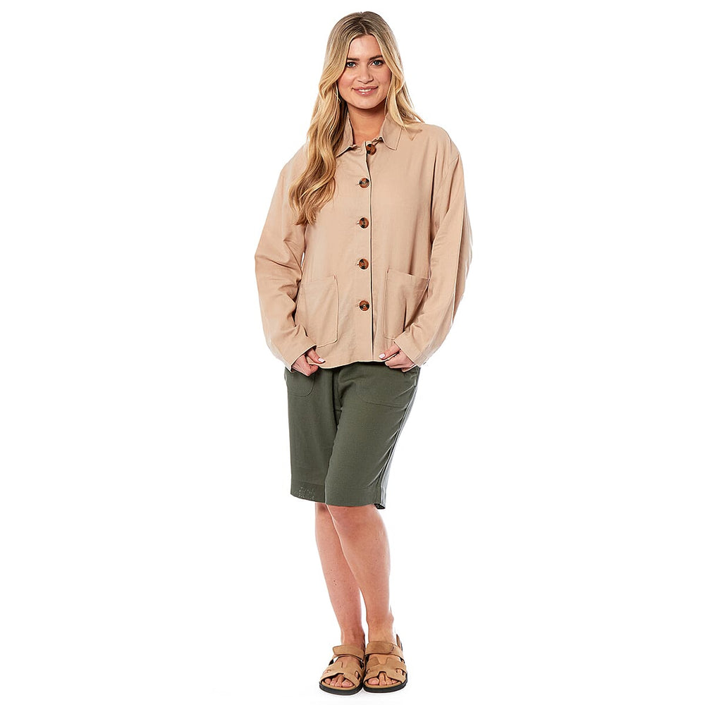 Charlotte West Ladies Linen Jacket (Size 14) - Stone