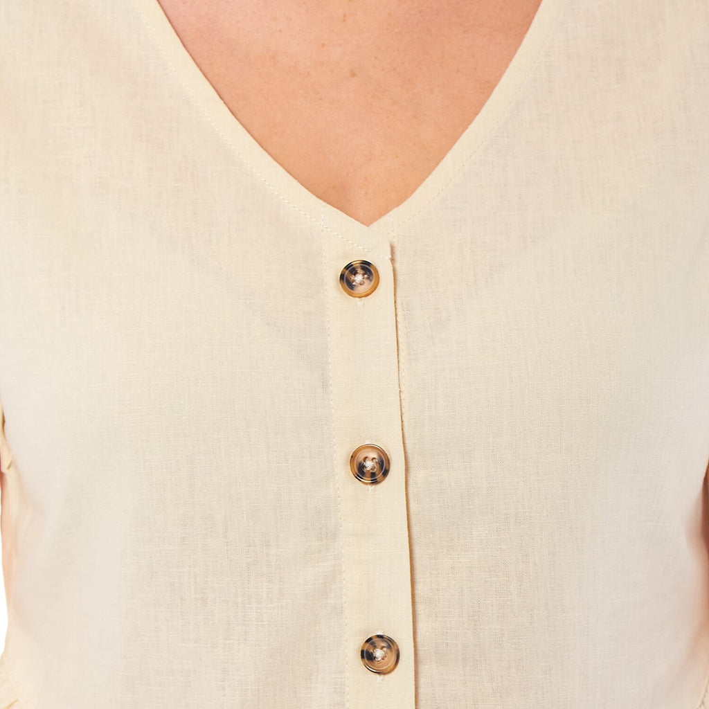 Charlotte West Linen Blend Top (Size 12) - Cream