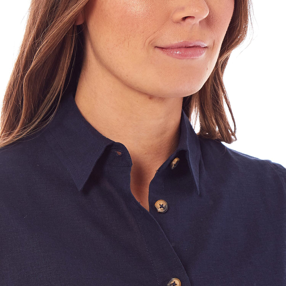 Charlotte West Linen Ladies Sleeveless Top (Size 12) - Navy