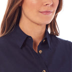 Charlotte West Linen Ladies Sleeveless Top (Size 12) - Navy