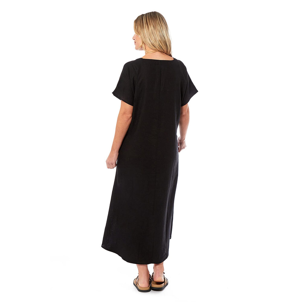 Charlotte West Linen Midi Dress - Black (size 10)
