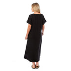 Charlotte West Linen Midi Dress - Black (size 10)