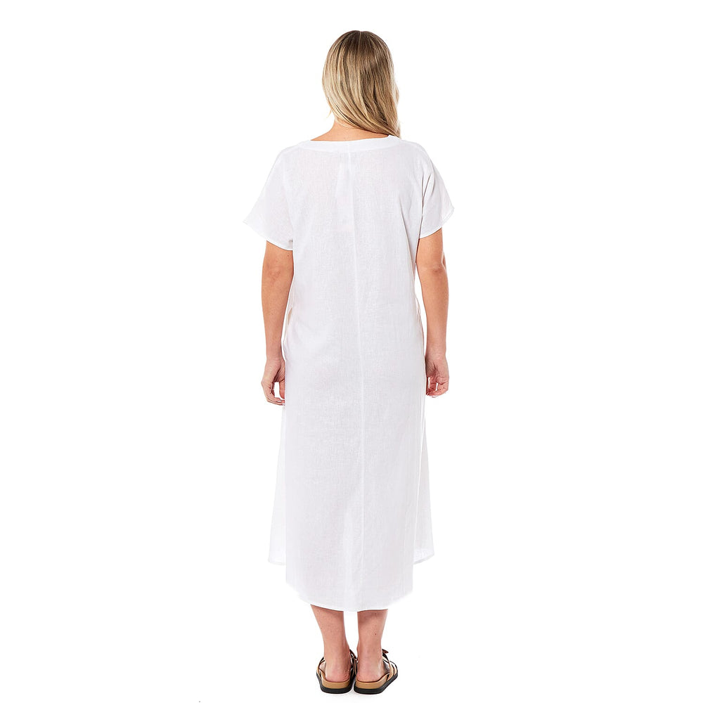 Charlotte West Linen Midi Dress - White(size 14)
