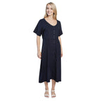Charlotte West Linen Woven Dress - Navy