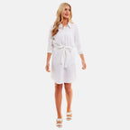 Charlotte West Ladies Casual Linen Shirt Dress (Size 12) - White