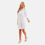 Charlotte West Ladies Casual Linen Shirt Dress (Size 12) - White