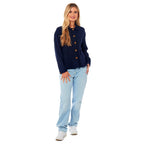 Charlotte West Ladies Linen Tailored Jacket (Size 16) - Navy