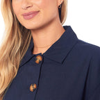 Charlotte West Ladies Linen Tailored Jacket (Size 16) - Navy