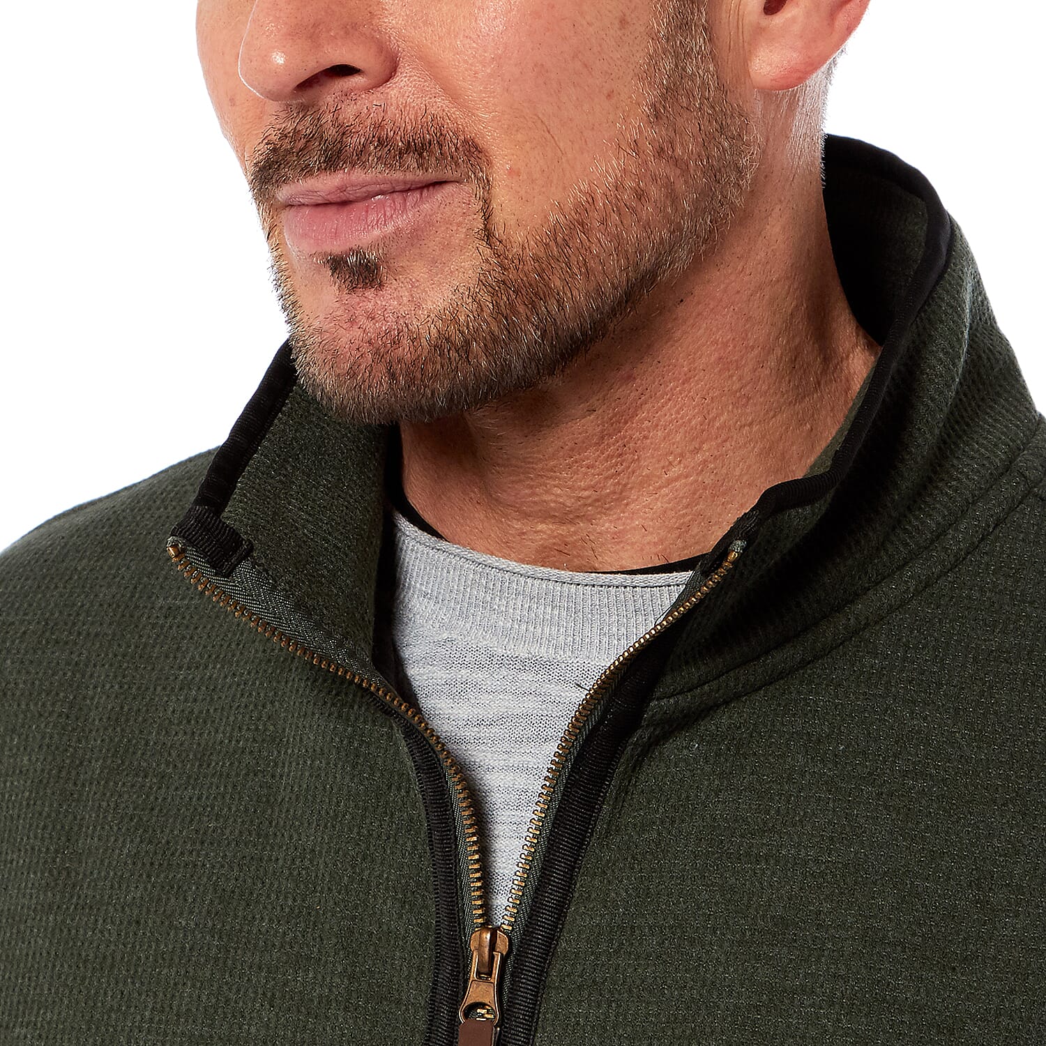 Arctic Storm Mens Waffle Quarter Zip Top with Side Pockets (Size XXXL) - Olive