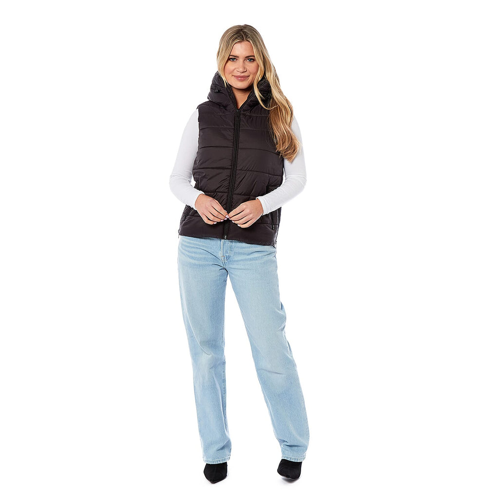 Designer Closeout - Charlotte West Padded Gilet with Hood  - Black (Size 20)- Limited Stock