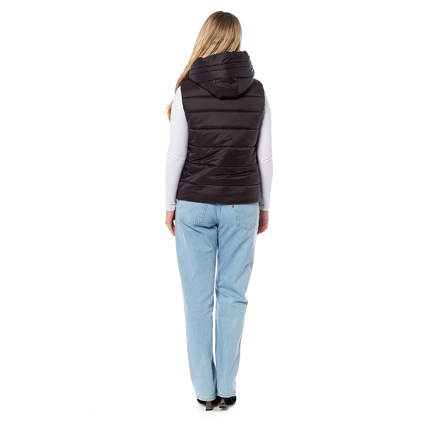 Designer Closeout - Charlotte West Padded Gilet with Hood  - Black (Size 20)- Limited Stock