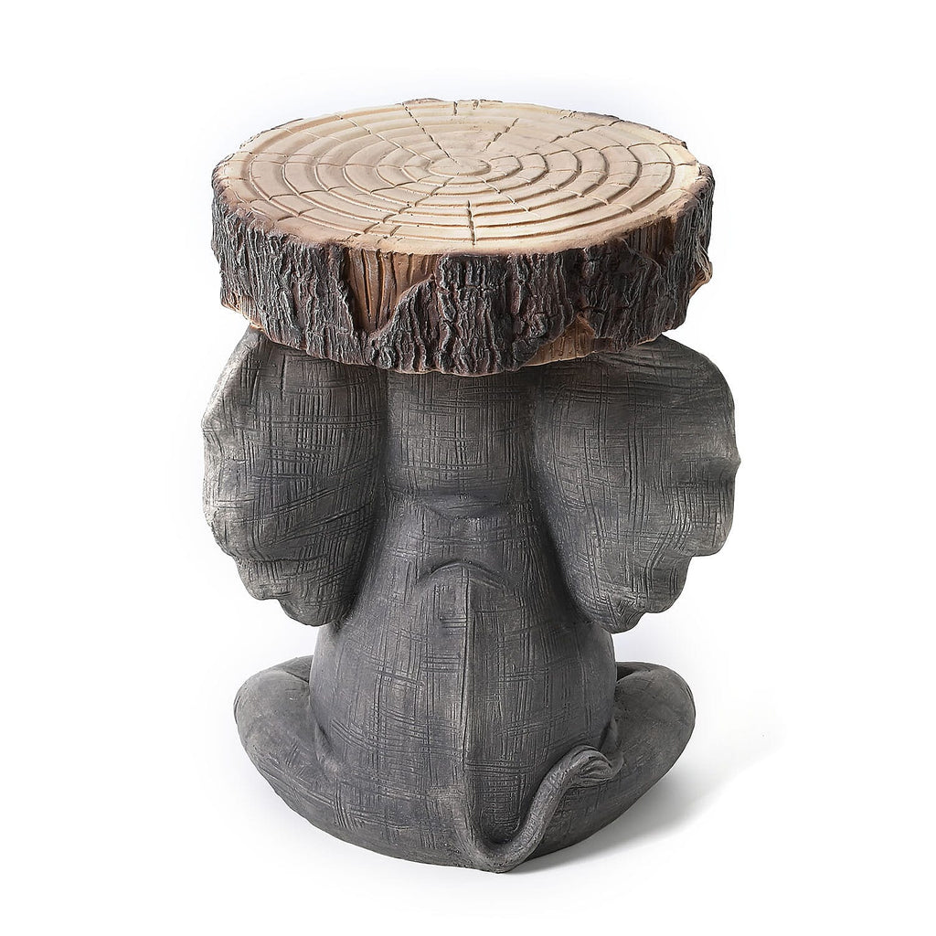 Charming MGO Grey Elephant Stool with Tree Stump Top (30x31x44 cm) - Grey