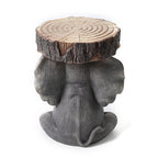 Charming MGO Grey Elephant Stool with Tree Stump Top (30x31x44 cm) - Grey
