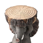 Charming MGO Grey Elephant Stool with Tree Stump Top (30x31x44 cm) - Grey