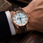VOSTOK EUROPE Almaz Miyota 6S11 Quartz Movt. 20ATM WR White Dial - Rose Case Mens Watch with Brown Leather Strap
