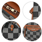 Checker Pattern Crossbody Bag With 2 Exterior Zipper Pockets - Handle Drop - Black