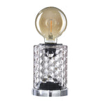 Jewel Cut Glass Table Lamp with Warm White Edison Filament Bulb - Pink, 3 AA Battery (Not Inc)