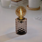 Jewel Cut Glass Table Lamp with Warm White Edison Filament Bulb - Pink, 3 AA Battery (Not Inc)