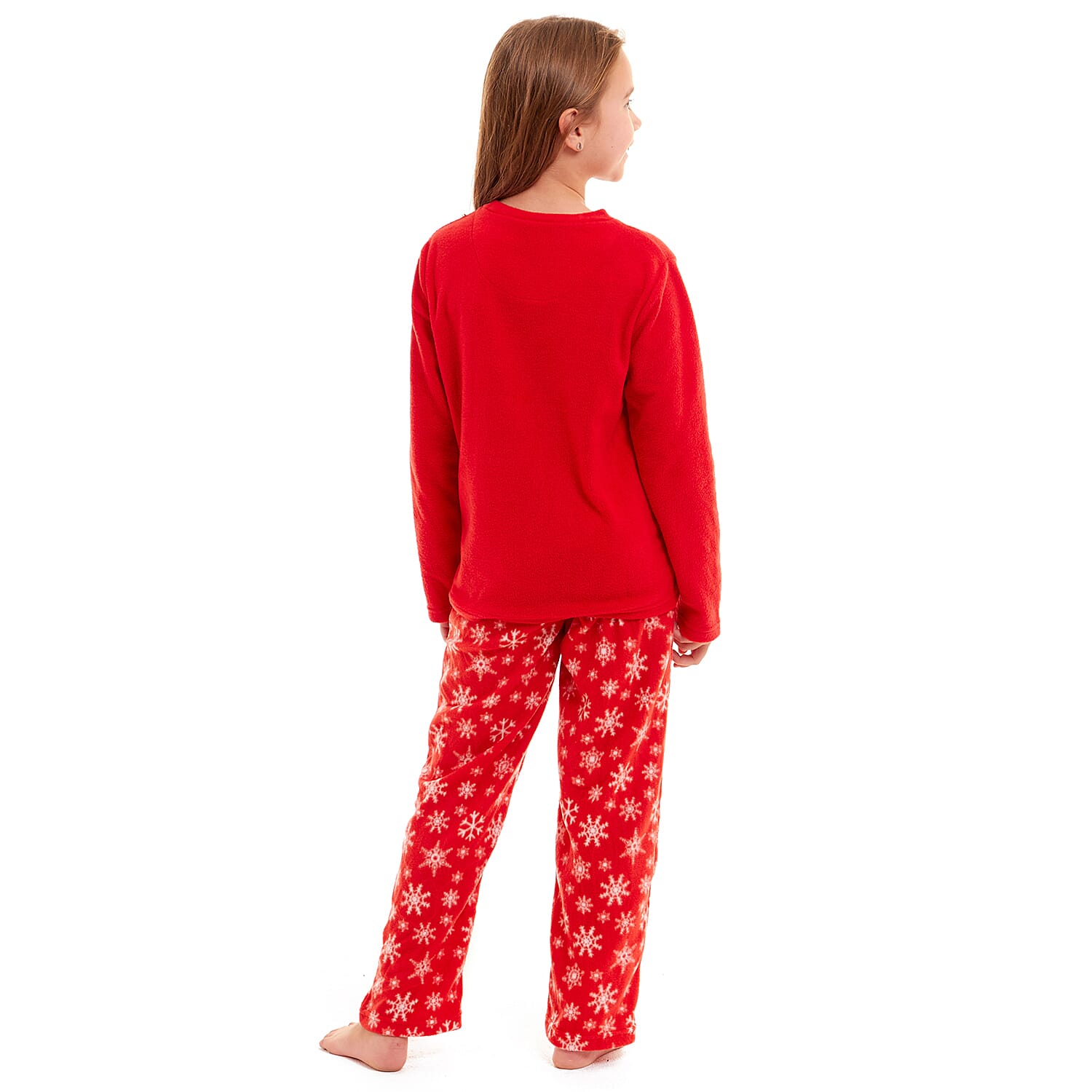 Childrens Robin Micro Fleece Pyjamas with Applique Top & Printed Trouser (Size 11-12) - Red