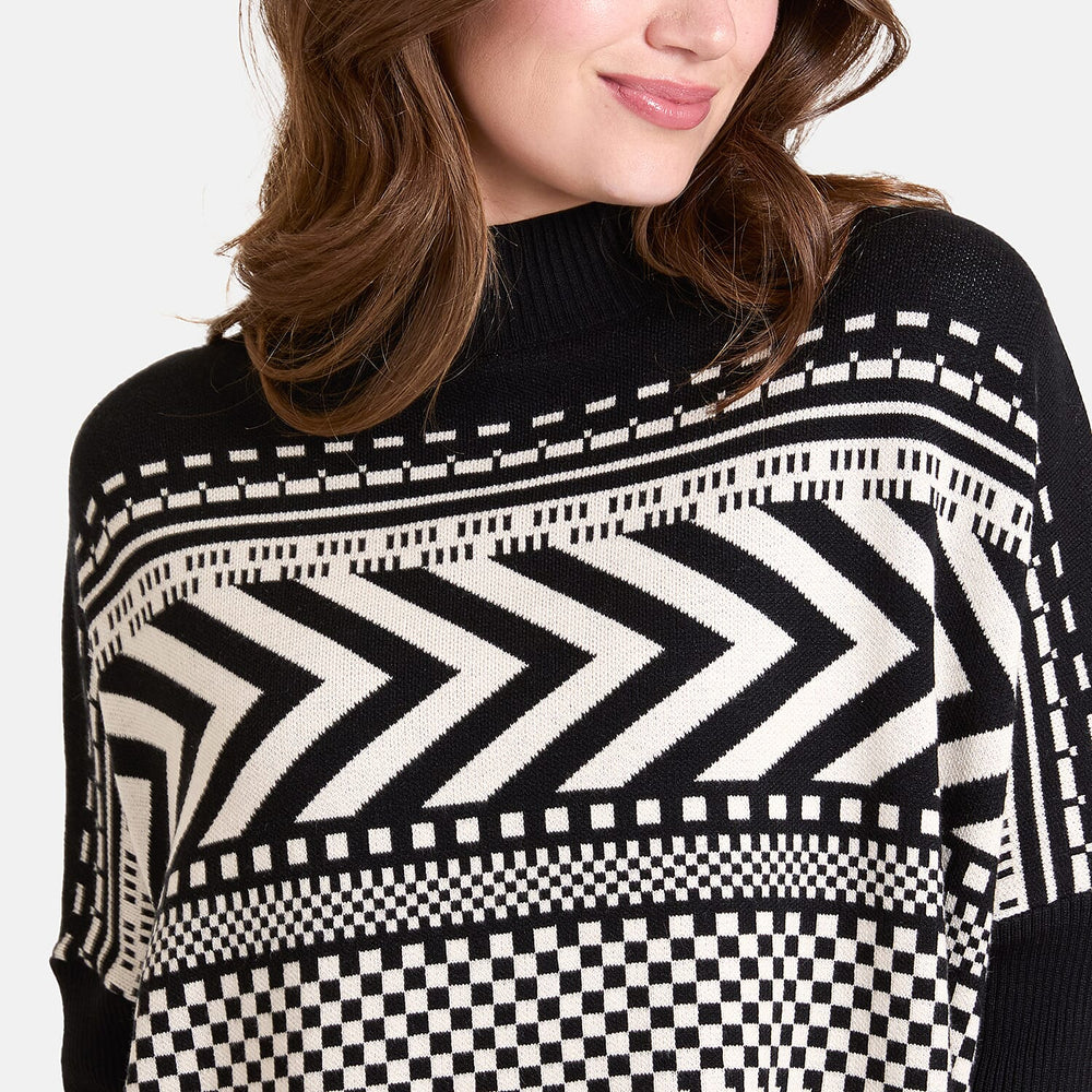 Chilli Charm Abstract Pattern Jumper (One Size) - Stone Black